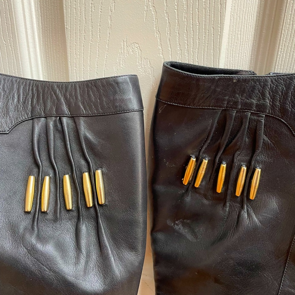 Versace leather long zip up high heel stiletto boots size 7